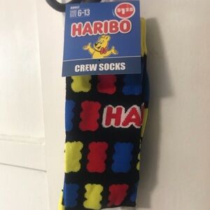 NWT HARIBO Men’s Crew Socks with Red, Blue & Yellow Gummy Pattern 🐻